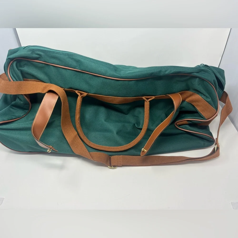Set-POLO RALPH LAUREN Rolling Duffel/Toiletry Bags Carry On Green Canvas VTG NEW